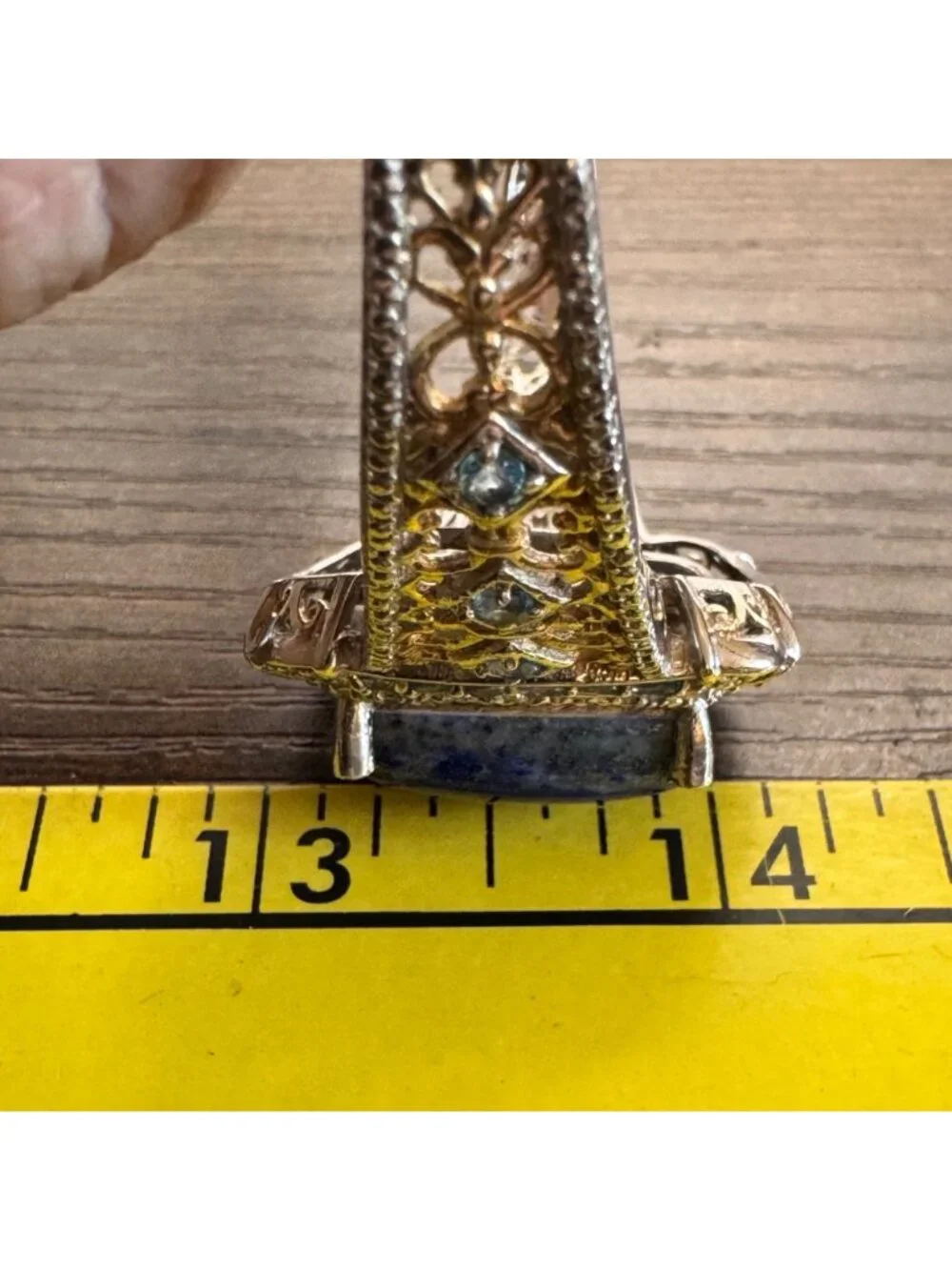 Synthetic Sapphire & Topaz Cuff Bracelet 925 Sterling Silver 7.5